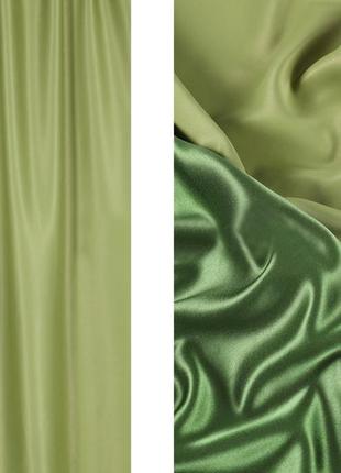 Порт'єрна тканина для штор блекаут двостороння салатового кольору3 фото