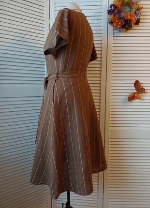 Сукня з кишенями бавовна, льон міді з кишенями кемел капучіно в смужку від principles petite7 фото