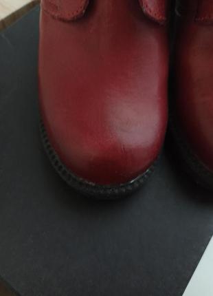 Кожаные зимние ботинки на широком каблуке, теплі зимові черевики9 фото