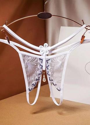 Трусики белые с разрезом - размер универсальный (на резинке)