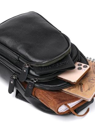Компактная кожаная мужская сумка через плечо vintage 20684 черный5 фото