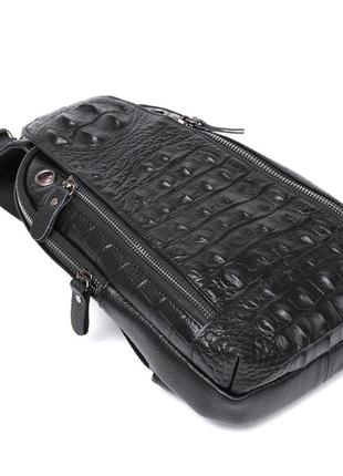 Молодежная кожаная мужская сумка через плечо vintage 20671 черный4 фото