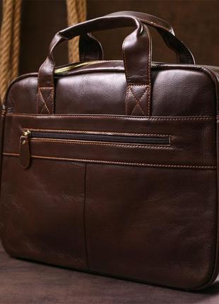 Стильная кожаная сумка для ноутбука vintage 20681 коричневый8 фото