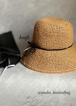 Шляпа с широкими полями из рафии.1 фото