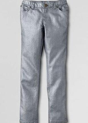 Распродажа! мягкие серебристые джинсы пояс 34 длина 90 рост 147-152 lands' end1 фото