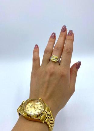 Кільце жіноче срібло 925 камені фіаніти великим жовтим каменем в стилі graff4 фото