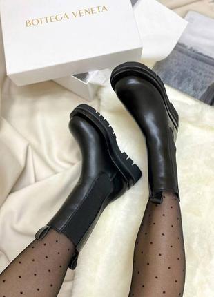 Женские черные сапоги bottega veneta lug boots мех,сапоги теплые высокие зимние ботегга2 фото
