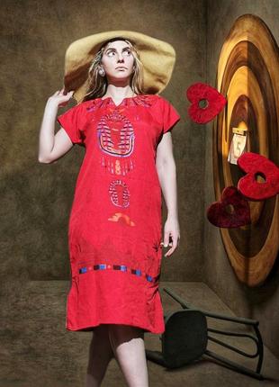 Сукня в принт напилення єгипетський фараон міді етно стиль бохо коттон бавовна