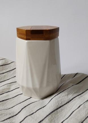 Емкость для сыпучих продуктов, баночка с бамбуковой крышкой1 фото