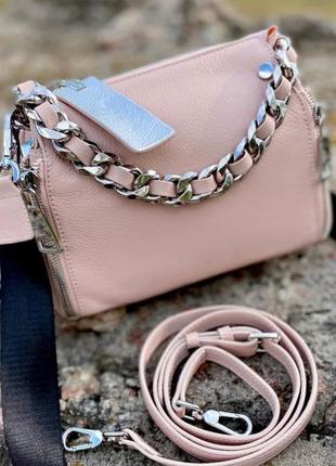 Нежно-розовая сумочка polina & eiterou натуральная кожа качество