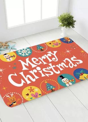 Новорічний килимок під двері merry christmas з кульками, килимок під ялинку, декор для нового року, розмір 40*60см