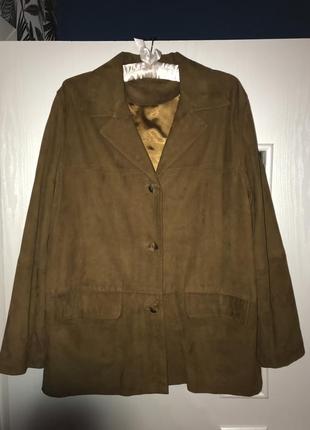 Шикарний замшевий жакет real leather m-l р, 48