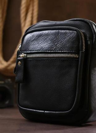 Мужская барсетка кожаная черная