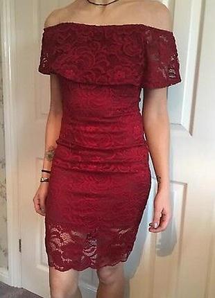 Кружевное платье с рюшем и открытыми плечами selеct xl uk 18 eu 46 р. 52-54