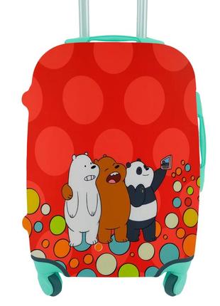 Чехол для чемодана плотный дайвинг с рисунком веселые медвежата яркий м средний