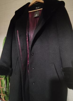 Пальто шерстяное черное зимнее р. 52, возможен торг4 фото