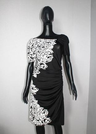 Плаття футляр микромасло чорне в принт ажурних квітів, solo, 16 (4005)