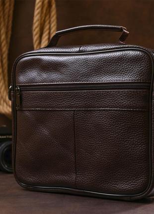 Практичная кожаная мужская сумка vintage 20670 коричневый8 фото