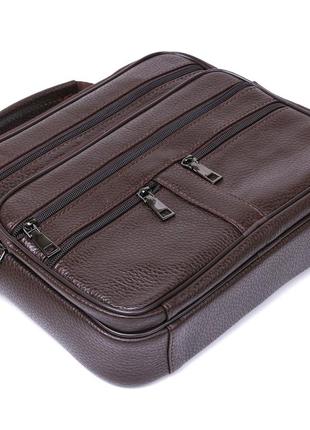 Практичная кожаная мужская сумка vintage 20670 коричневый3 фото