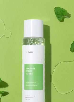 Успокаивающий тонер с экстрактом чайного дерева iunik tea tree relief toner3 фото