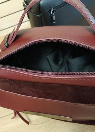 Замшева сумочка бордова жіноча, женская сумка бордо натуральная замша8 фото