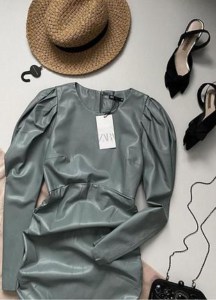 Платье кожаное zara 3