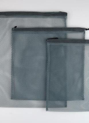 Набор мешочков из сетки для покупок 3шт (серый)1 фото