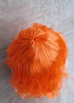 Парик оранжевый длинный волнистый с челкой кучерявый рыжий якрий карнавальный аниме5 фото