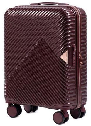 Крепкий дорожный бордовый чемодан на колесиках wings чемодан wn-01 s (ручная кладь) материал поликарбонат