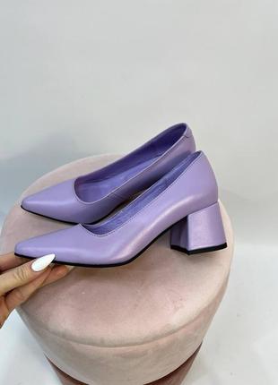 Эксклюзивные туфли лодочки итальянская кожа лиловые