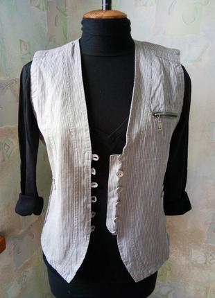 Трендова сіра джинсова жилетка в смужку,oversize,бойфрен,кежуал,безрукавка.