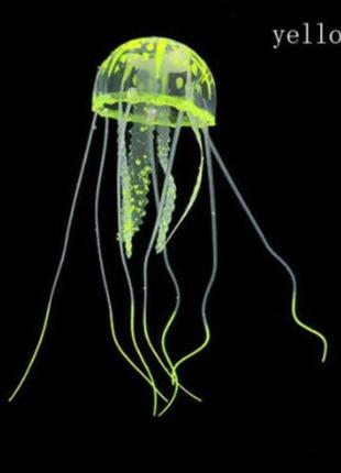 Жовта медуза в акваріум силіконова - діаметр шапки 6-6,5 см