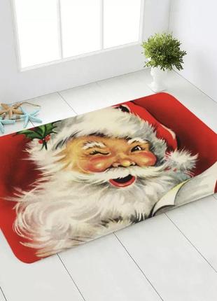 Декор на новый год коврик под дверь радостный дед мороз прекрасное украшение на новый год 40 на 60 см красный