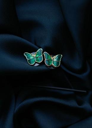 Серьги-пусеты бабочки3 фото