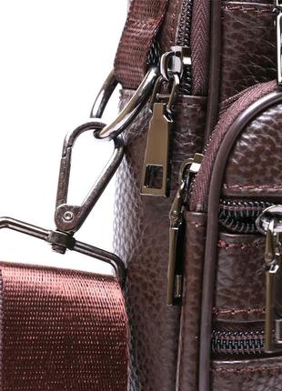 Практичная кожаная мужская сумка vintage 20670 коричневый4 фото