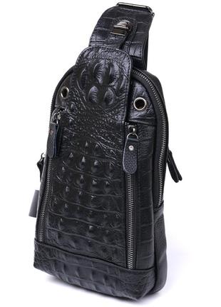 Молодіжна шкіряна чоловіча сумка через плече vintage 20671 чорний