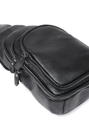 Компактная кожаная мужская сумка через плечо vintage 20684 черный3 фото