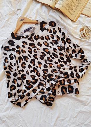 Трикотажный кардиган на пуговицах леопардовый принт
