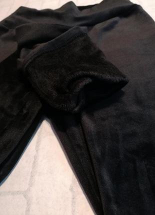 Черные утепленные велюровые лосины для беременных на меху2 фото