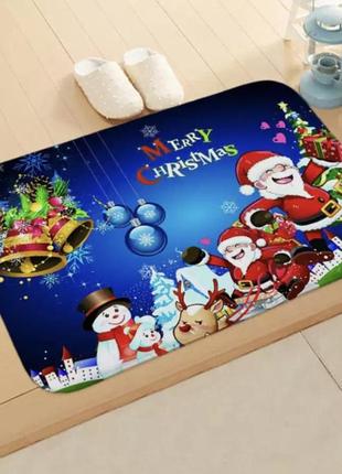 Новорічний декор, килимок під двері сніговики і діди, килимок під ялинку, декор для нового року, розмір 40*60см,