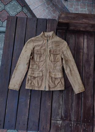 Куртка блейзер жакет пиджак marc o polo натуральная кожа в стиле гранж кежуал с эффектом состаривания2 фото