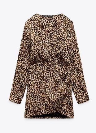 Zara платье леопард сатин