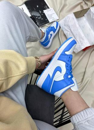 Женские кросовки nike air jordan retro high blue/white, кросовки найк джордан высокие7 фото