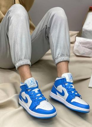 Женские кросовки nike air jordan retro high blue/white, кросовки найк джордан высокие2 фото