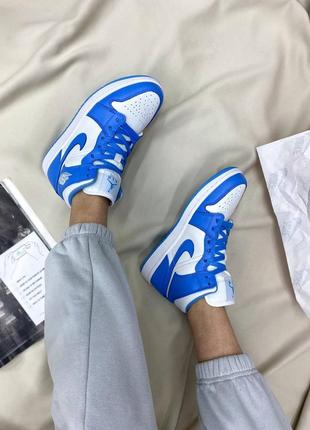 Женские кросовки nike air jordan retro high blue/white, кросовки найк джордан высокие6 фото