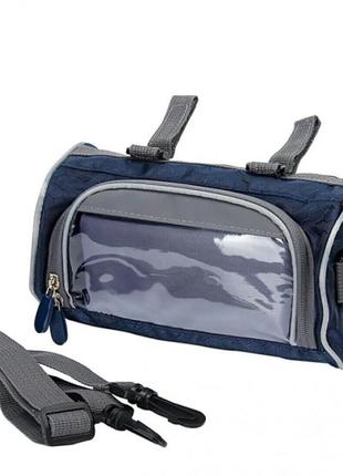 Водонепроникна велосипедна сумка з прозорим кишенею для телефону на кермо (синій)