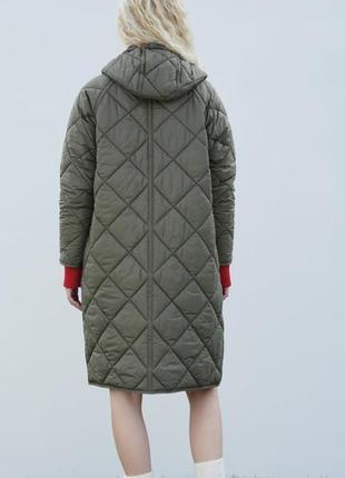 Пальто zara, удлиненная стеганая куртка zara, стеганое пальто zara2 фото