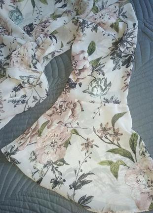 Блуза рукав рюш, пышный, цветы, цветочный принт5 фото