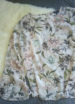 Блуза рукав рюш, пишний, квіти, квітковий принт
