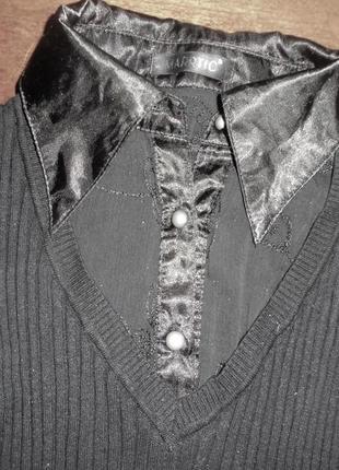 Блузка marrtic з трикотажним жилетом, батистові вишиті рукави1 фото